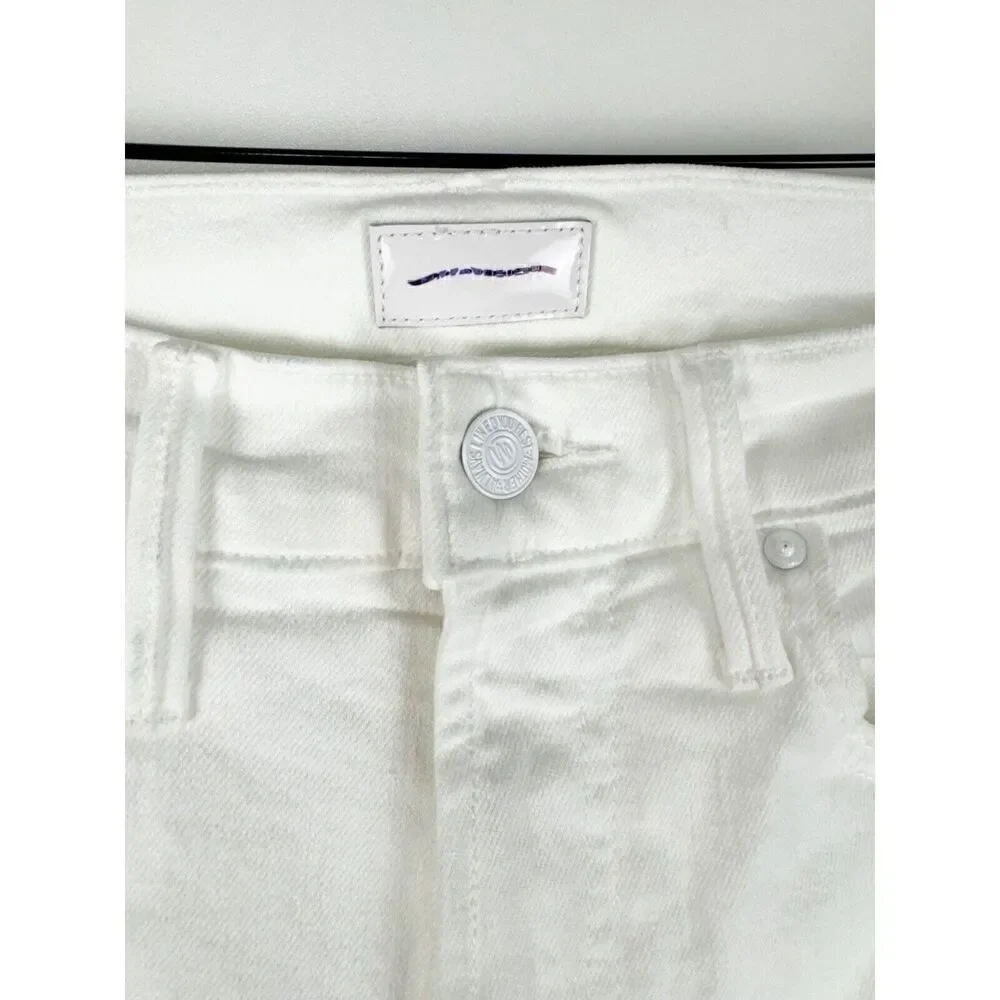 MOTHER Sz 24 The Insider Crop Step Fray Fairest White Straight Leg Jeans - Picture 5 of 11